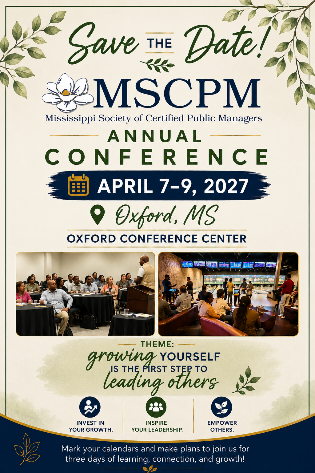 MSCPM Annual Conference: April 7-9, 2027 at the Oxford Conference Center, Oxford, MS.